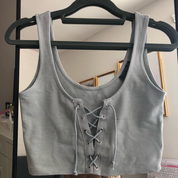 TOPSHOP LACED UP CROP TANK TOP - Picture 2 of 5
